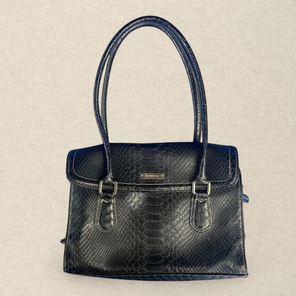 Liz Claiborne Faux Snakeskin Purse Black